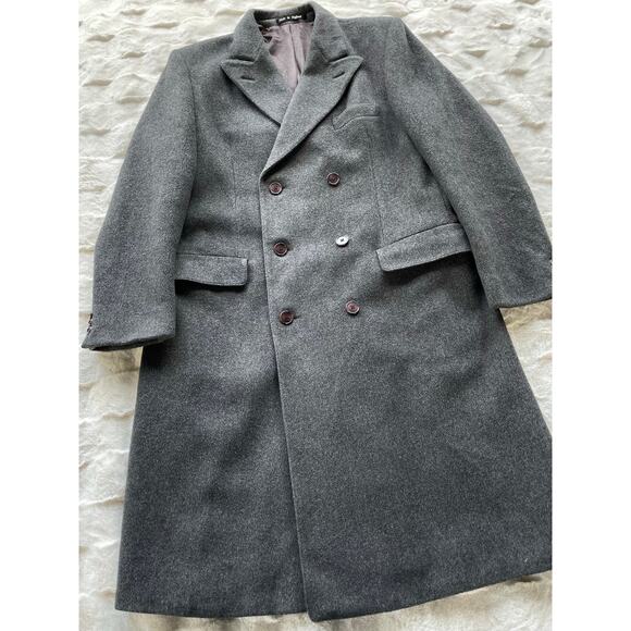 🔥Vintage Lord & Taylor Wool Cashmere Blend Classic Double Breasted Men Overcoat - Picture 7 of 16